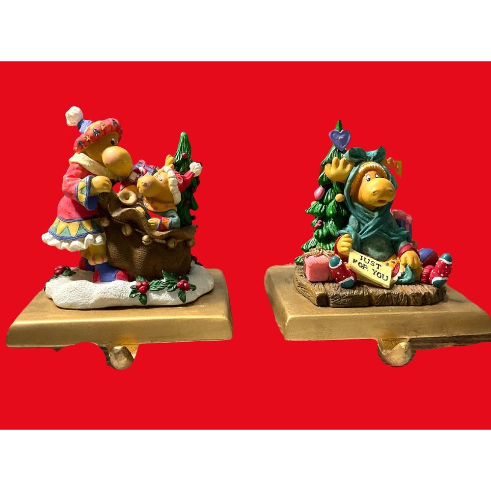 Moose Christmas Stocking Holders Cast Iron and Resin